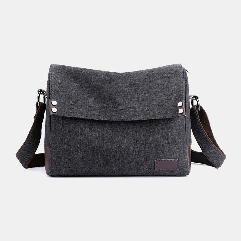 Herr Canvas Vintage Multifunktion Crossbody-väska Med Stor Kapacitet Casual Axelväska