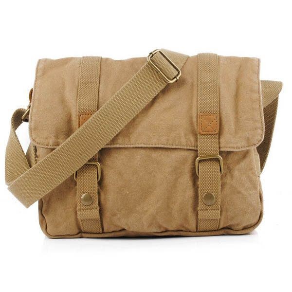 Herr Casual Canvas Kohud Stor Crossbody Axelväska