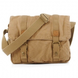 Herr Casual Canvas Kohud Stor Crossbody Axelväska