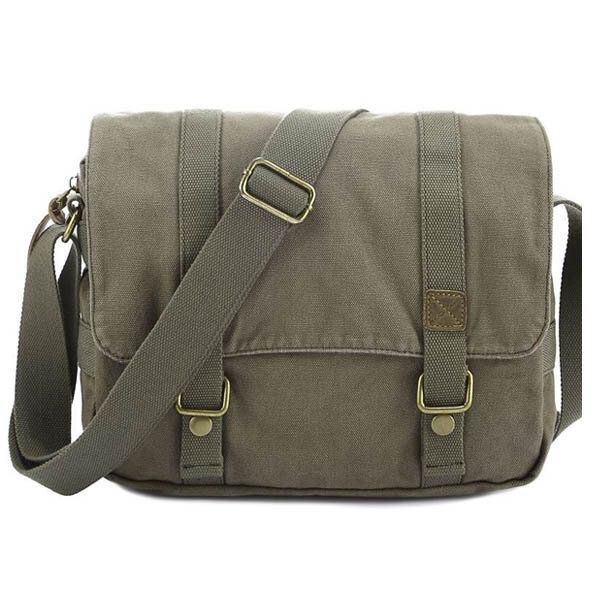 Herr Casual Canvas Kohud Stor Crossbody Axelväska