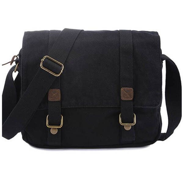 Herr Casual Canvas Kohud Stor Crossbody Axelväska