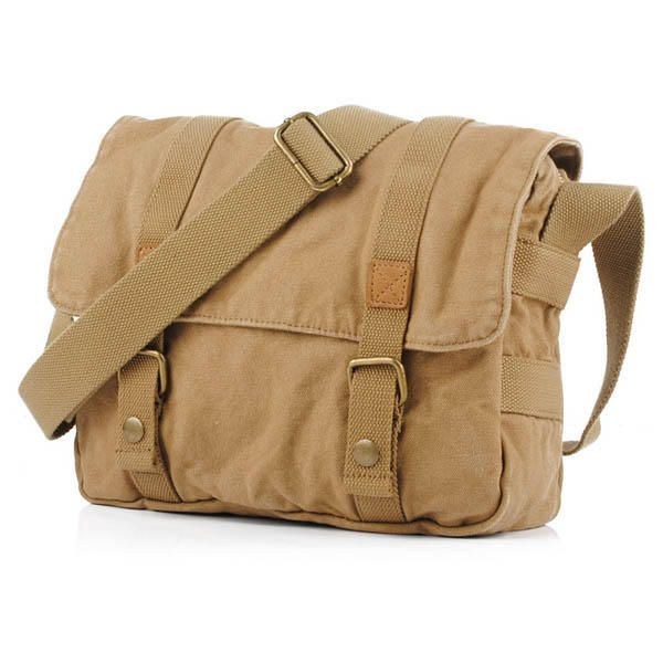 Herr Casual Canvas Kohud Stor Crossbody Axelväska