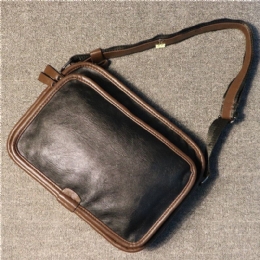 Herr Casual Mjukt Läder Rygg Stöldskyddsficka Crossbody-väskor Messenger-axelväska