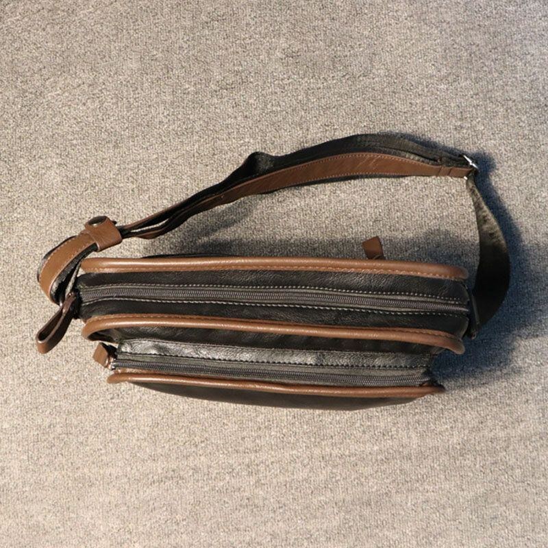 Herr Casual Mjukt Läder Rygg Stöldskyddsficka Crossbody-väskor Messenger-axelväska