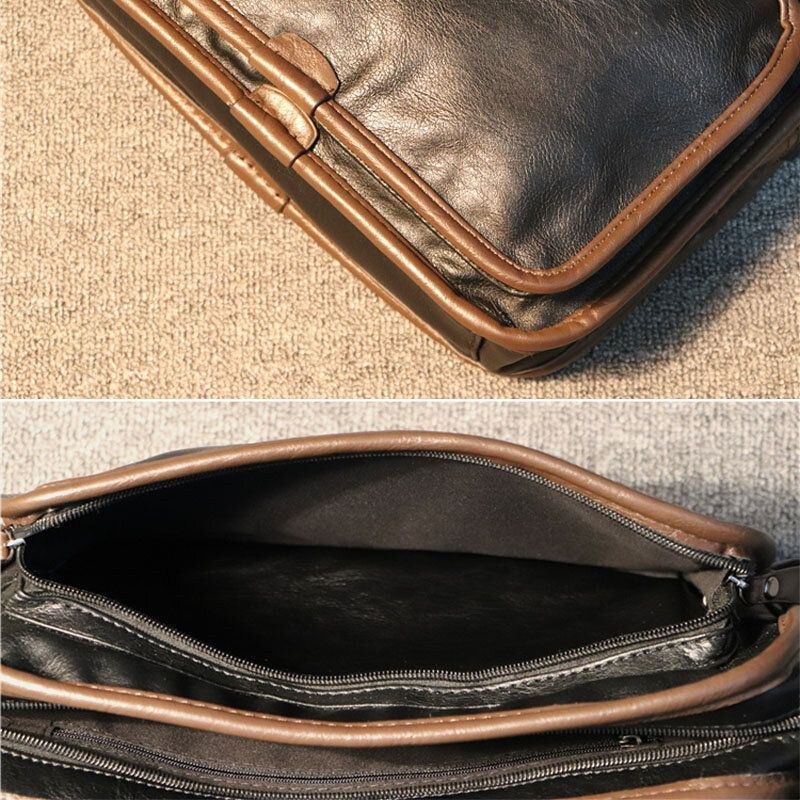 Herr Casual Mjukt Läder Rygg Stöldskyddsficka Crossbody-väskor Messenger-axelväska