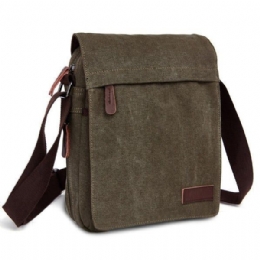 Herr Dam Canvas Fritid Multi Pocket Crossboby Bag Kapacitet Axelväska