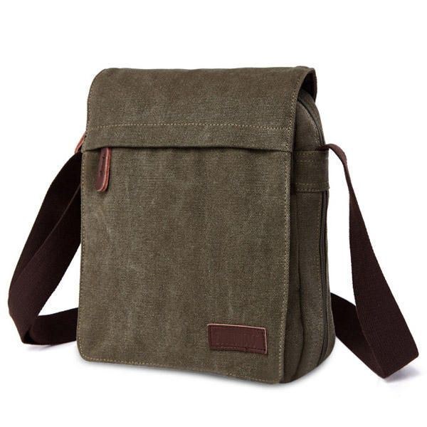 Herr Dam Canvas Fritid Multi Pocket Crossboby Bag Kapacitet Axelväska