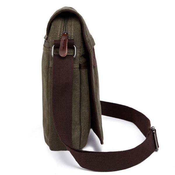 Herr Dam Canvas Fritid Multi Pocket Crossboby Bag Kapacitet Axelväska