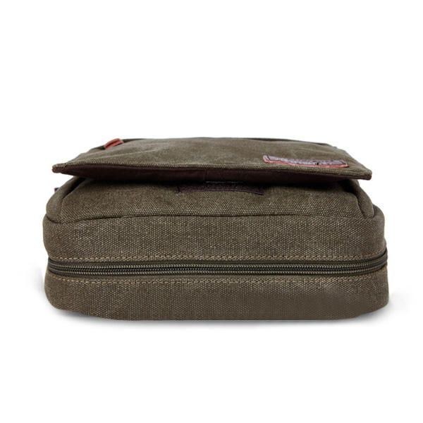 Herr Dam Canvas Fritid Multi Pocket Crossboby Bag Kapacitet Axelväska