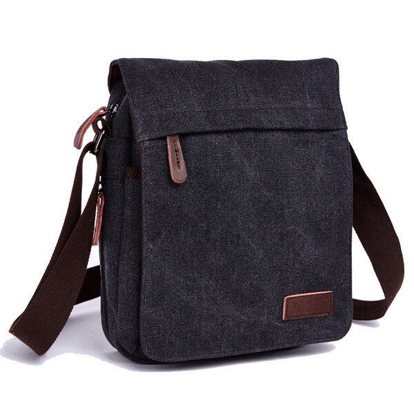 Herr Dam Canvas Fritid Multi Pocket Crossboby Bag Kapacitet Axelväska