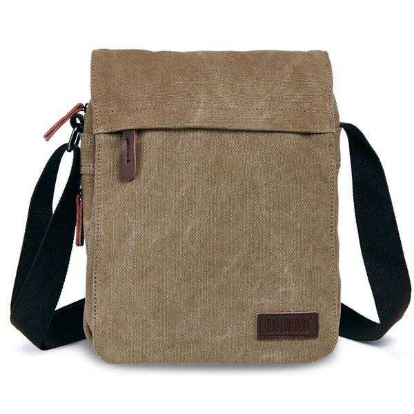 Herr Dam Canvas Fritid Multi Pocket Crossboby Bag Kapacitet Axelväska