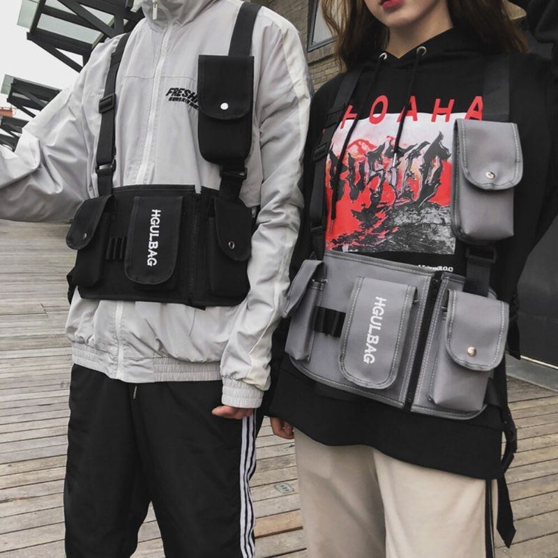 Herr Dam Hip-hop Bröstväska Väst Väska Verktygsväska Tactical Bag