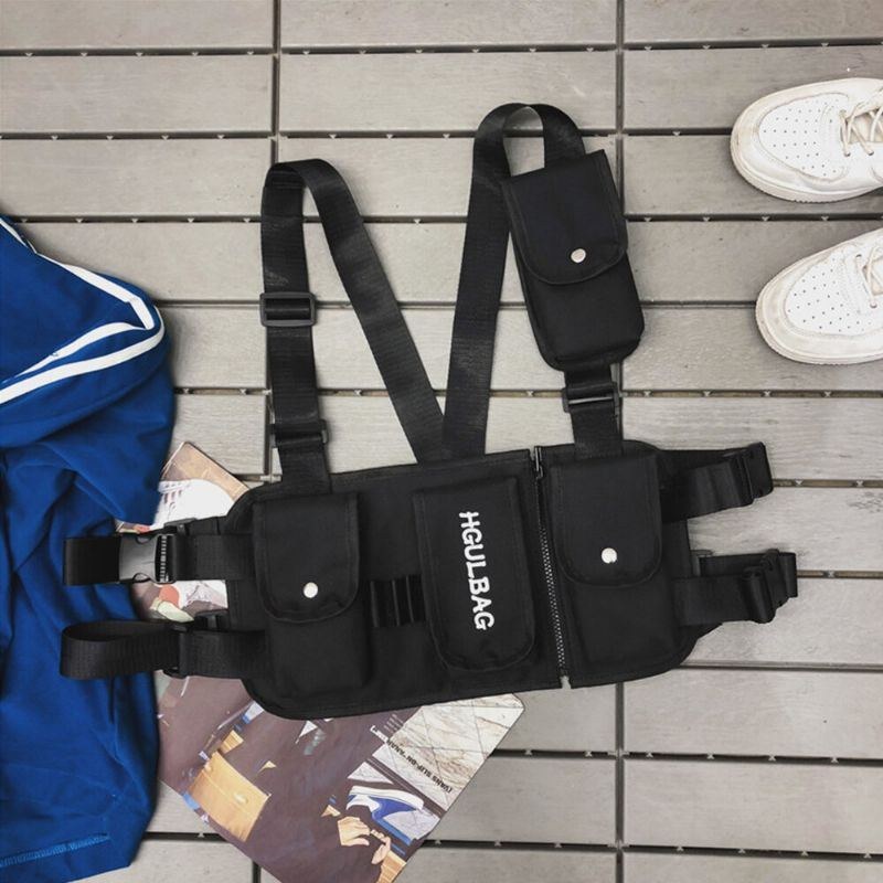 Herr Dam Hip-hop Bröstväska Väst Väska Verktygsväska Tactical Bag