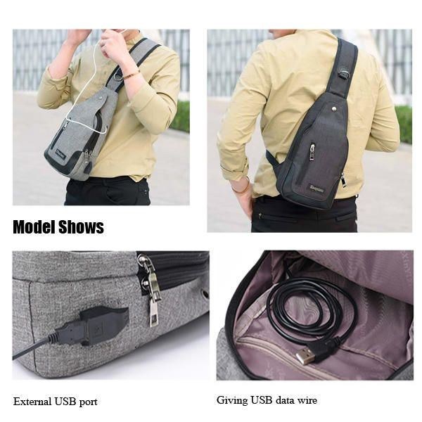 Herr Dam Usb Port Casual Outdoor Chest Bag Crossbody Bag