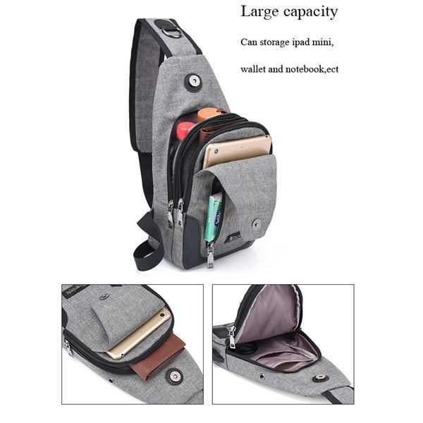 Herr Dam Usb Port Casual Outdoor Chest Bag Crossbody Bag