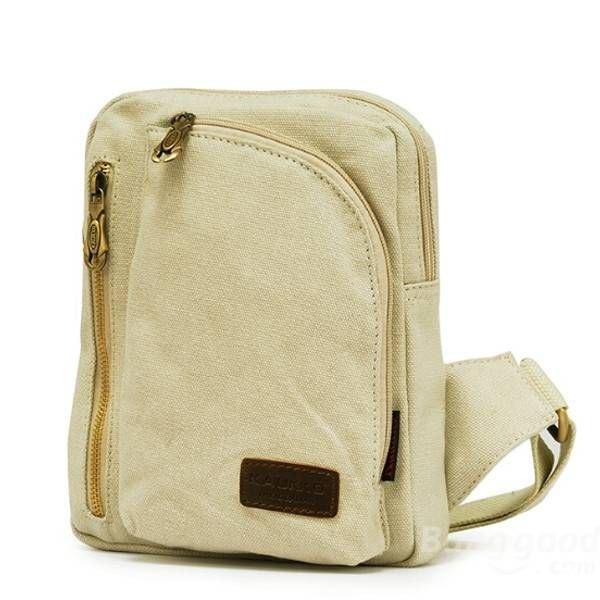 Herr Damer Casual Canvas Axelväskor Chest Pack Messenger Bag