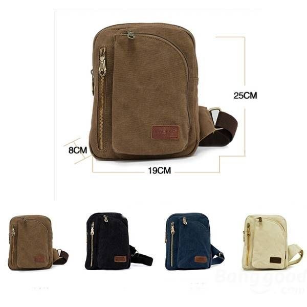 Herr Damer Casual Canvas Axelväskor Chest Pack Messenger Bag