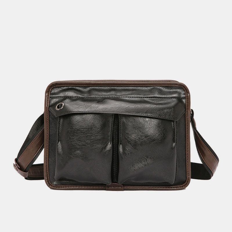 Herr Dubbellager Crossbody-väskor Med Flera Fickor Mode Casual Hörlurshål Design 14-tums Bärbar Datorväska Axelväska