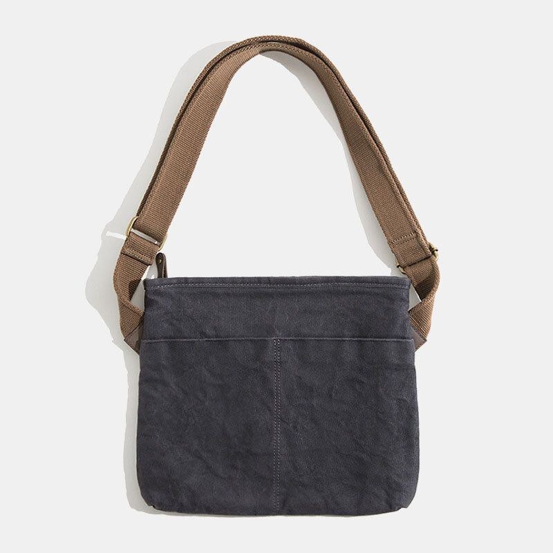 Herr Enkel Oil Wax Canvas Messenger Bag Vattentät Förstärkt Polyester Webbing Crossbody Bag Axelväska