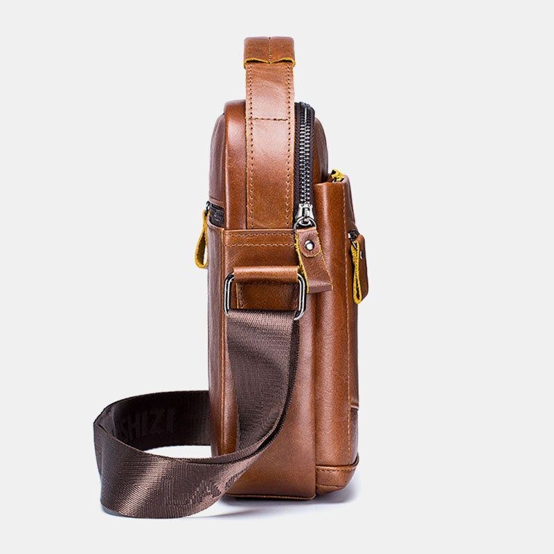 Herr First Layer Kohud Stöldskydds Crossbody-väskor Multifunktionell Slitstark Messenger Bag Handväska Med Stor Kapacitet