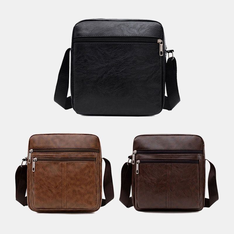 Herr Konstläder Casual Business Crossbody-väska Med Stor Kapacitet I Flera Lager