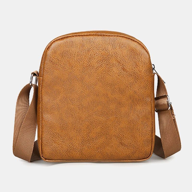 Herr Konstläder Casual Dubbellager Lättvikt Slitstark Crossbody-väska