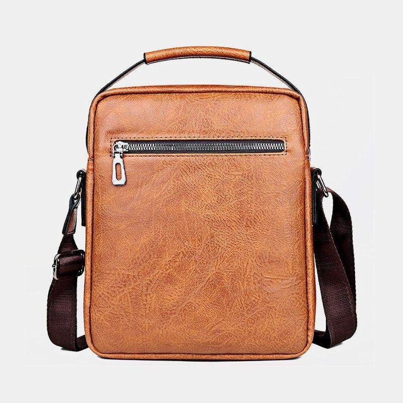 Herr Konstläder Flerfickor Stöldskydd Flerlager Vattentät Business Crossbody-väska