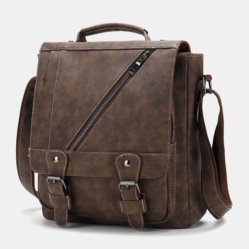 Herr Konstläder Retro Stor Kapacitet Multi-carry Handväska Crossbody-väska