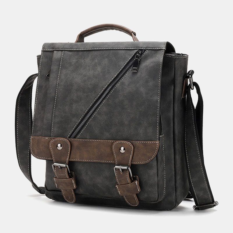 Herr Konstläder Retro Stor Kapacitet Multi-carry Handväska Crossbody-väska