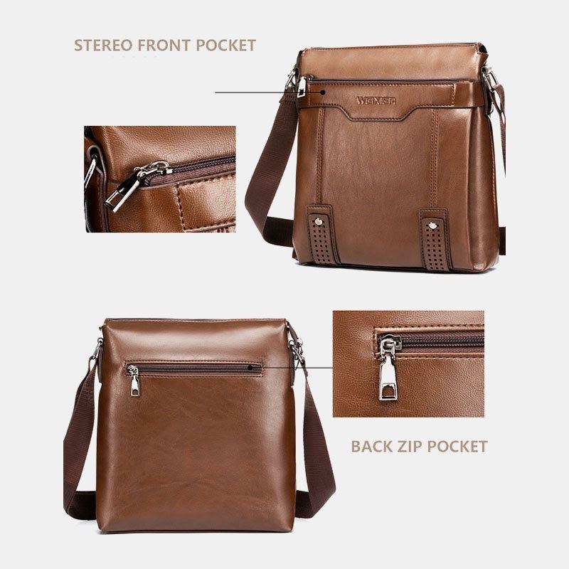 Herr Large Capacity Crossbody-väskor Med Flera Fickor Casual Slitstark 6.5 Tums Telefonväska Messenger Bag Axelväska