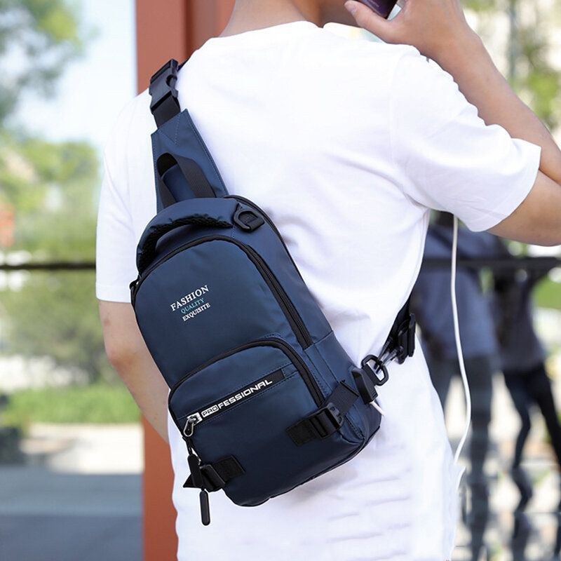 Herr Mode Lättvikt Multifunktionell Crossbody-väska Axelväska Bröstväska Ryggsäck Med Usb-laddningsport