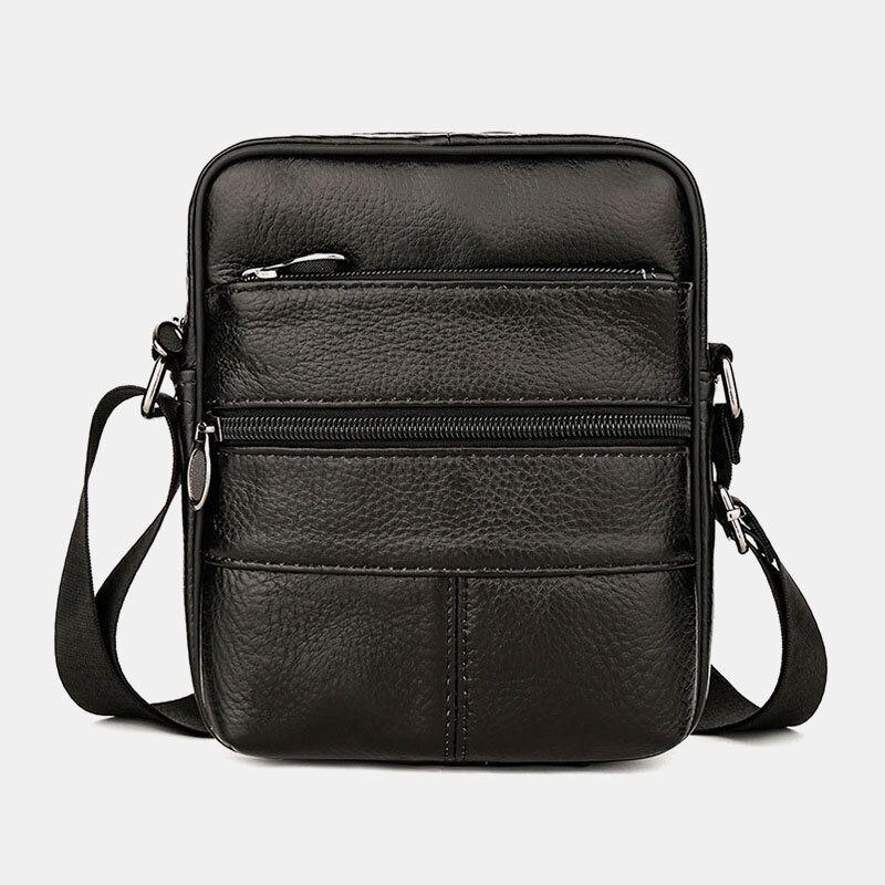 Herr Multi-pocket Anti-stöld First Layer Cowhide Crossbody Väskor Retro Stor Kapacitet Lätt 6.5 Tums Phne Bag Messenger Bag Handväska