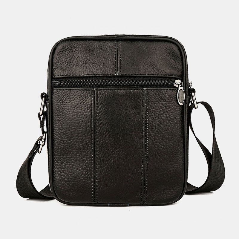 Herr Multi-pocket Anti-stöld First Layer Cowhide Crossbody Väskor Retro Stor Kapacitet Lätt 6.5 Tums Phne Bag Messenger Bag Handväska