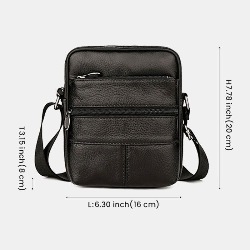 Herr Multi-pocket Anti-stöld First Layer Cowhide Crossbody Väskor Retro Stor Kapacitet Lätt 6.5 Tums Phne Bag Messenger Bag Handväska