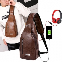 Herr Multifunktionell Usb Crossbody-väska Bröstväska Axelväska Business Outdoor