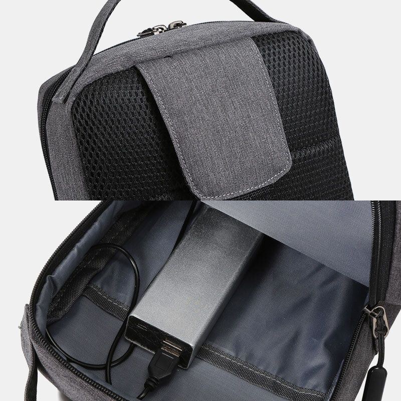 Herr Polyester Usb Laddning Stor Kapacitet Flerlager Business Crossbody Bag Bröstväska Sling Bag