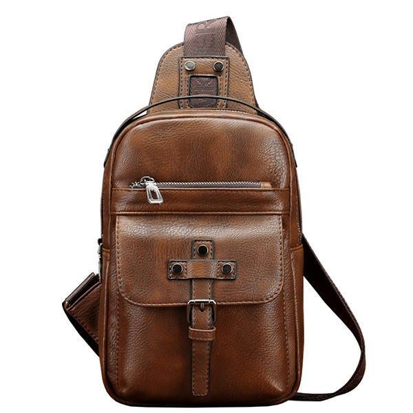 Herr Pu Läder Business Casual Bröstväska Crossbody Axelväska För Fritid