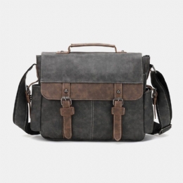 Herr Pu Läder Flap-over Crossbody-väskor Med Stor Kapacitet Casual Fashion Messenger-väska Med Flera Fickor Handväska Axelväska