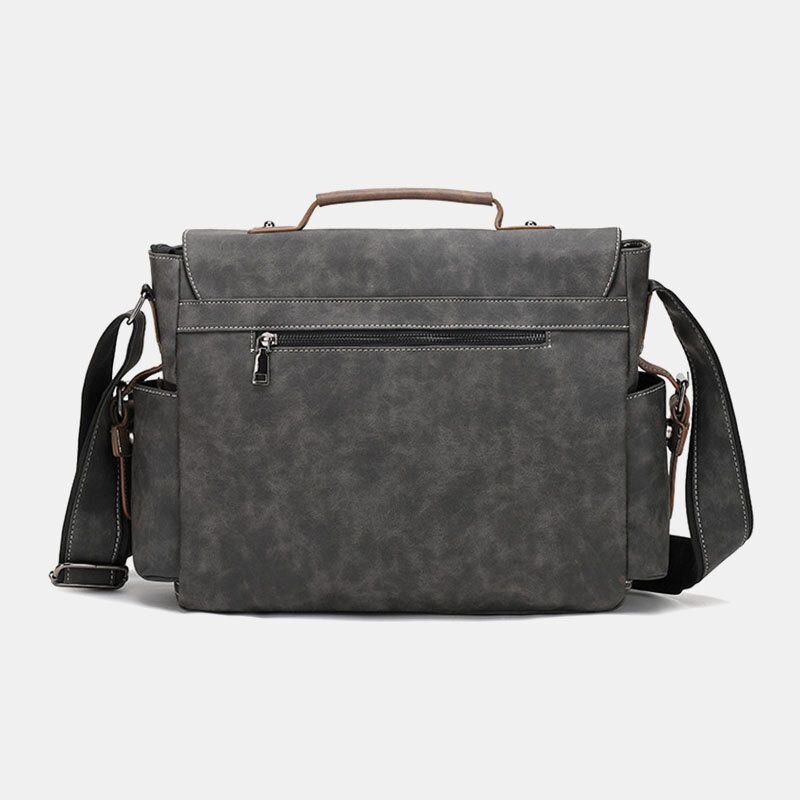 Herr Pu Läder Flap-over Crossbody-väskor Med Stor Kapacitet Casual Fashion Messenger-väska Med Flera Fickor Handväska Axelväska