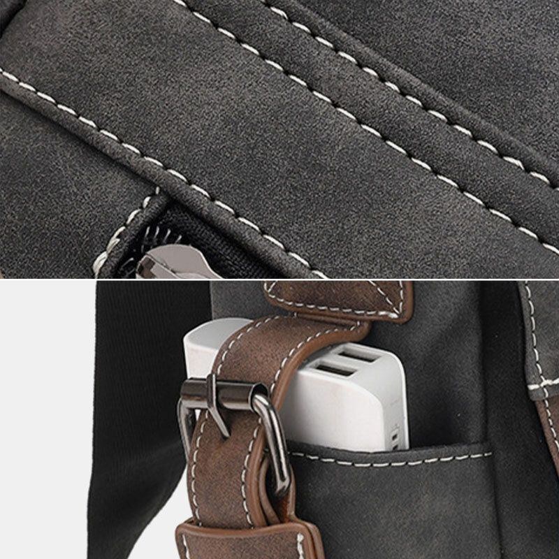 Herr Pu Läder Flap-over Crossbody-väskor Med Stor Kapacitet Casual Fashion Messenger-väska Med Flera Fickor Handväska Axelväska