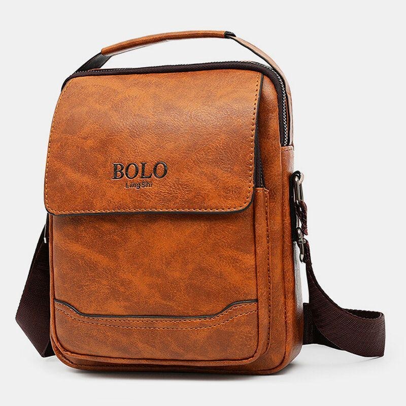 Herr Pu Läder Flerfickor Stöldskydd Retro Crossbody-väskor Axelväska Handväska Messenger Bag Portfölj