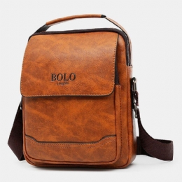 Herr Pu Läder Flerfickor Stöldskydd Retro Crossbody-väskor Axelväska Handväska Messenger Bag Portfölj