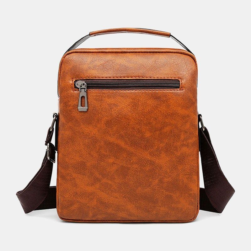 Herr Pu Läder Flerfickor Stöldskydd Retro Crossbody-väskor Axelväska Handväska Messenger Bag Portfölj