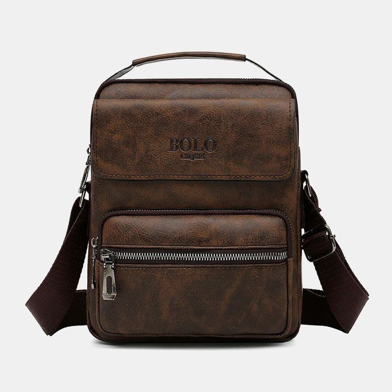 Herr Pu Läder Multi-pocket Anti-stöld Messenger Bag Crossbody Bags Axelväska Handväska Portfölj