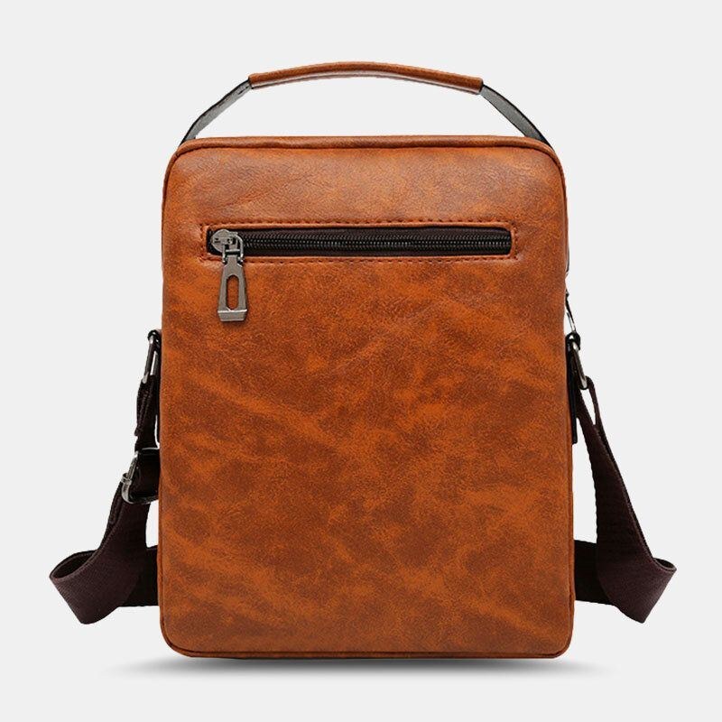 Herr Pu Läder Multi-pocket Anti-stöld Messenger Bag Crossbody Bags Axelväska Handväska Portfölj