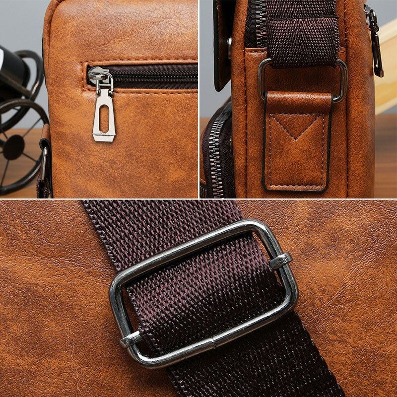 Herr Pu Läder Multi-pocket Anti-stöld Messenger Bag Crossbody Bags Axelväska Handväska Portfölj