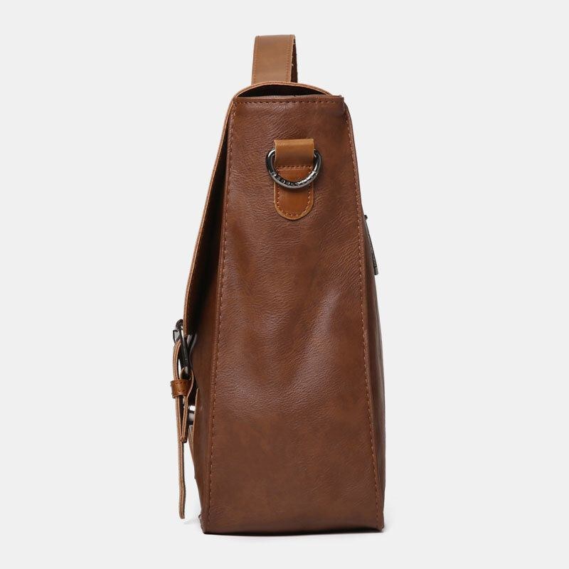 Herr Pu Läder Multifunktion Lärarväska Med Flera Fickor Portfölj Crossbody Axelväska