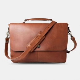 Herr Pu Läder Multifunktion Vintage 15.6 Tum Laptop Stöldskydd Portfölj Messenger Bag Crossbody Bag