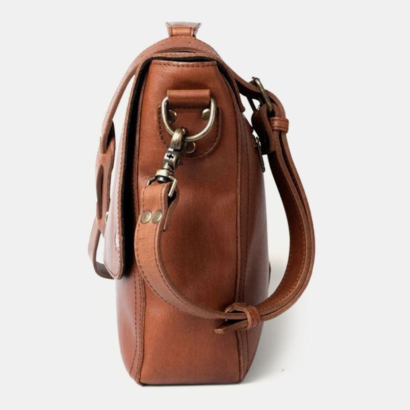 Herr Pu Läder Multifunktion Vintage 15.6 Tum Laptop Stöldskydd Portfölj Messenger Bag Crossbody Bag