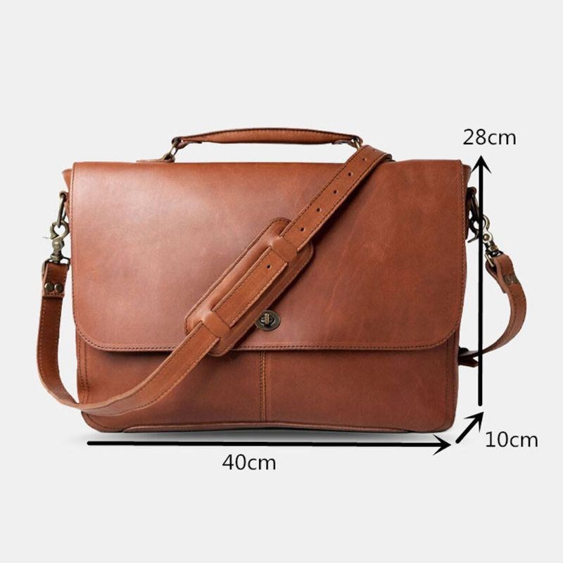 Herr Pu Läder Multifunktion Vintage 15.6 Tum Laptop Stöldskydd Portfölj Messenger Bag Crossbody Bag